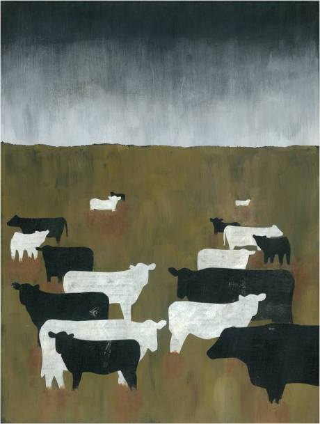 white cow, black cow...9x12 panel board...28 September 2009